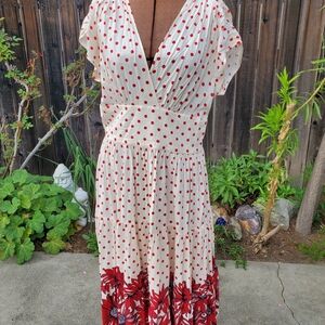 Trashy Diva Red Polka Dot and Floral Midi Dress